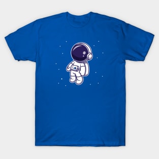 Cute Astronaut Floating In Space Cartoon Vector Icon Illustration T-Shirt